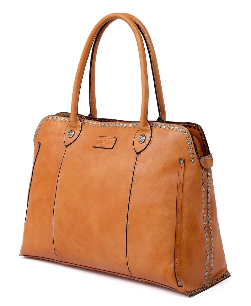 Old Trend Women's Genuine Leather Soul Stud Satchel Bag