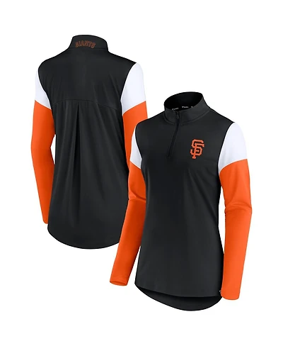 Women's Fanatics Black and Orange San Francisco Giants Authentic Fleece Quarter-Zip Jacket