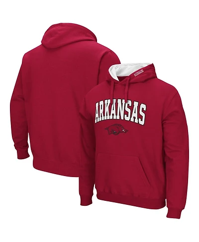Men's Colosseum Arkansas Razorbacks Arch and Logo 3.0 Pullover Hoodie