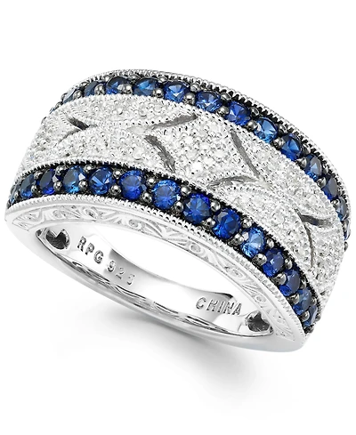 Sapphire (1 ct. t.w.) and Diamond (1/10 ct. t.w.) Ring in Sterling Silver (Also Available in Emerald and Ruby)