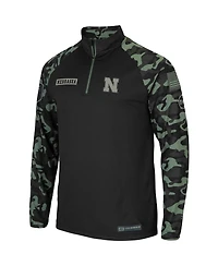 Men's Colosseum Black Nebraska Huskers Oht Military-Inspired Appreciation Take Flight Raglan Quarter-Zip Jacket