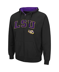 Men's Colosseum Black Lsu Tigers Arch and Logo 3.0 Full-Zip Hoodie