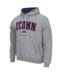 Men's Colosseum Heathered Gray UConn Huskies Arch and Logo 3.0 Pullover Hoodie