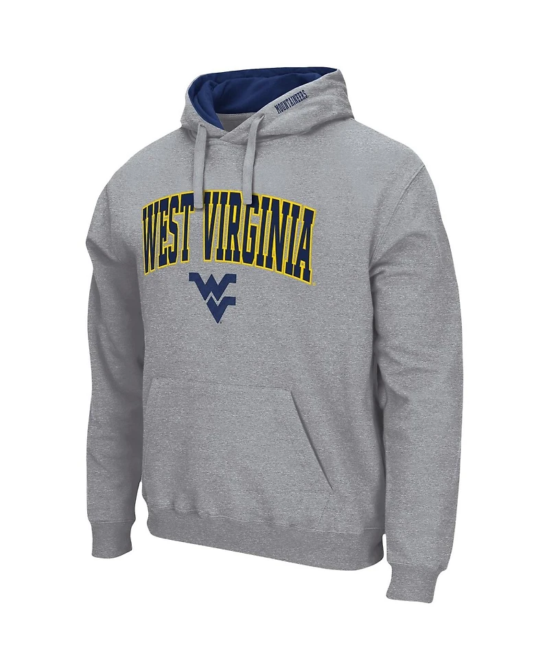 Men's Colosseum Heathered Gray West Virginia Mountaineers Arch and Logo 3.0 Pullover Hoodie