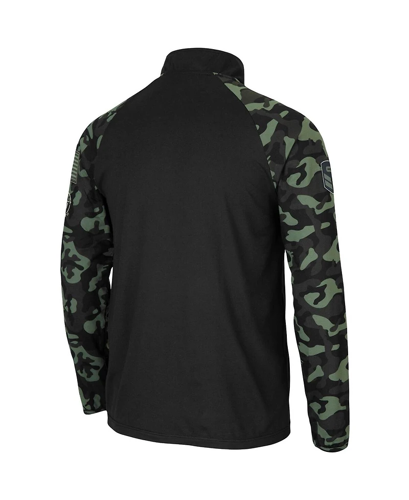 Men's Colosseum Black Nebraska Huskers Oht Military-Inspired Appreciation Take Flight Raglan Quarter-Zip Jacket