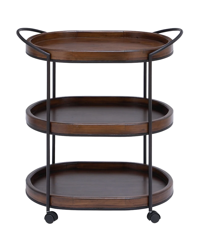 Pine and Metal Traditional Bar Cart