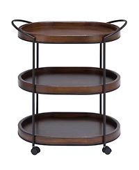 Pine and Metal Traditional Bar Cart
