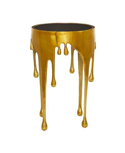 Rosemary Lane Aluminum Drip Accent Table with Melting Design and Shaded Glass Top, 16" x 16" x 25"