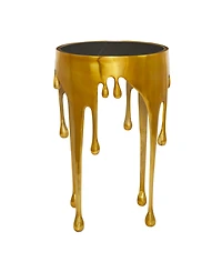 Rosemary Lane Aluminum Drip Accent Table with Melting Design and Shaded Glass Top, 16" x 16" x 25"