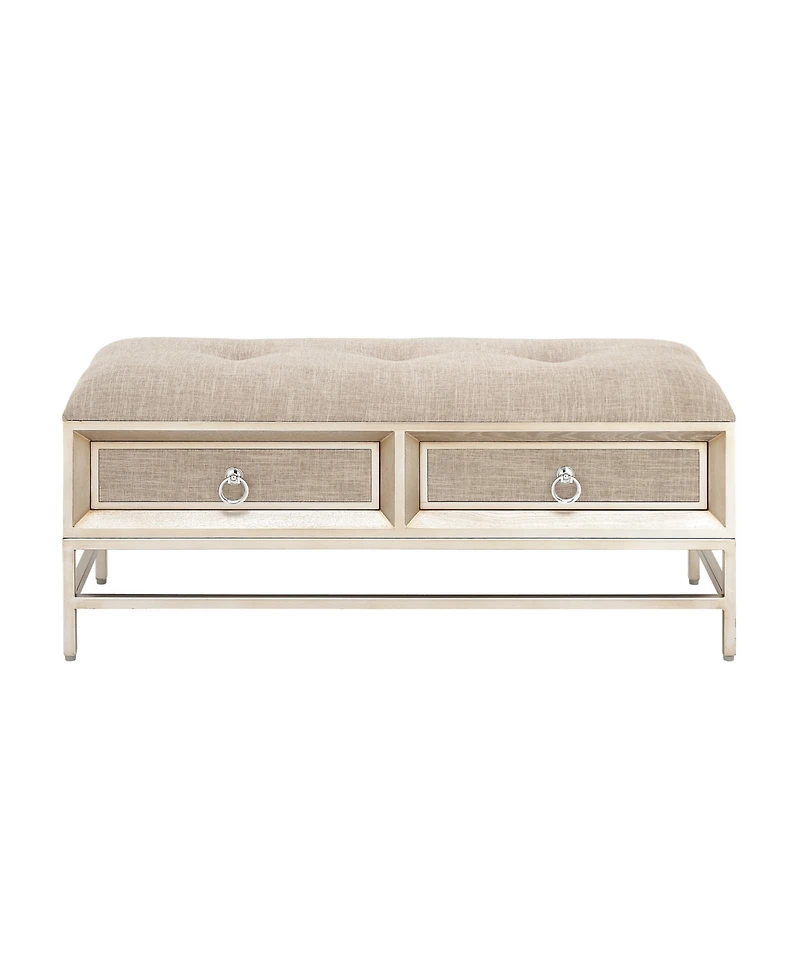 Linen and Metal Contemporary Bench