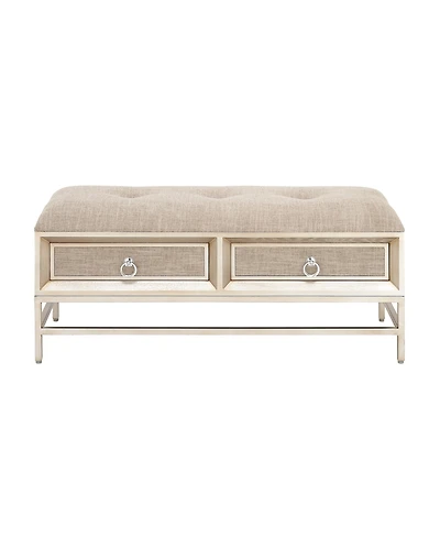Linen and Metal Contemporary Bench