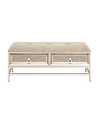 Linen and Metal Contemporary Bench