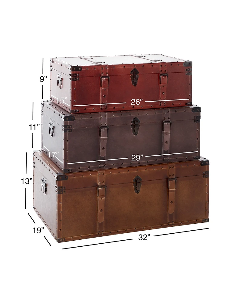 Wood Rustic Trunk, Set of 3