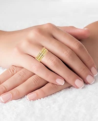 Cubic Zirconia Stack Look Ring Sterling Silver or 14k Gold-Plated