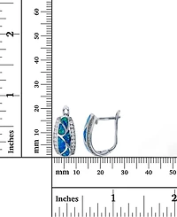 Lab-Grown Blue Opal (5/8 ct. t.w.) & Cubic Zirconia Hoop Earrings in Sterling Silver