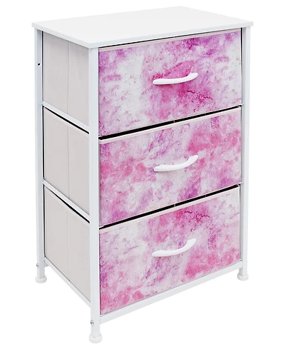Sorbus Nightstand with 3 Drawers - Steel Frame, Wood Top & Easy Pull Fabric Bins Perfect for Home, Bedroom, Office College Dorm