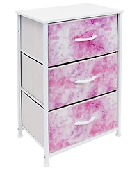 Sorbus Nightstand with 3 Drawers - Steel Frame, Wood Top & Easy Pull Fabric Bins Perfect for Home, Bedroom, Office College Dorm