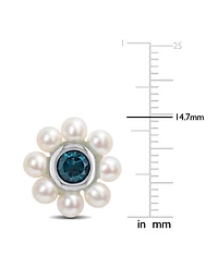 Rhodolite Garnet (1-1/8 ct. t.w.) & Cultured Freshwater Pearl (3-1/2 - 4mm) Flower Stud Earrings 10k Gold (Also Blue Topaz)