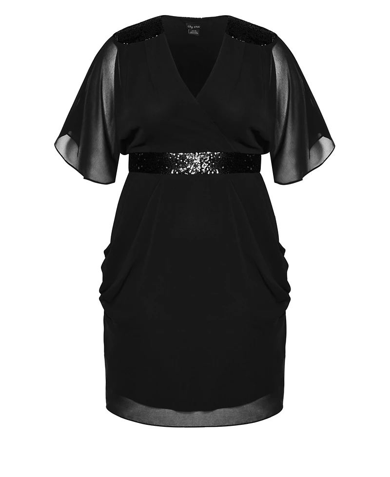 City Chic Plus Sequin Wrap Dress