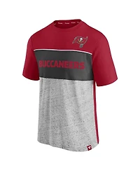 Men's Fanatics Red, Heather Gray Tampa Bay Buccaneers Colorblock T-shirt