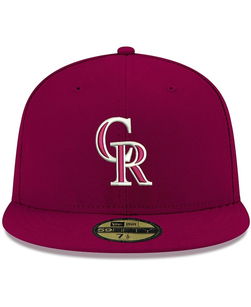 Men's New Era Cardinal Colorado Rockies Logo White 59FIFTY Fitted Hat