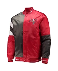 Men's Starter Red, Black Tampa Bay Buccaneers Leader Varsity Satin Full-Snap Jacket