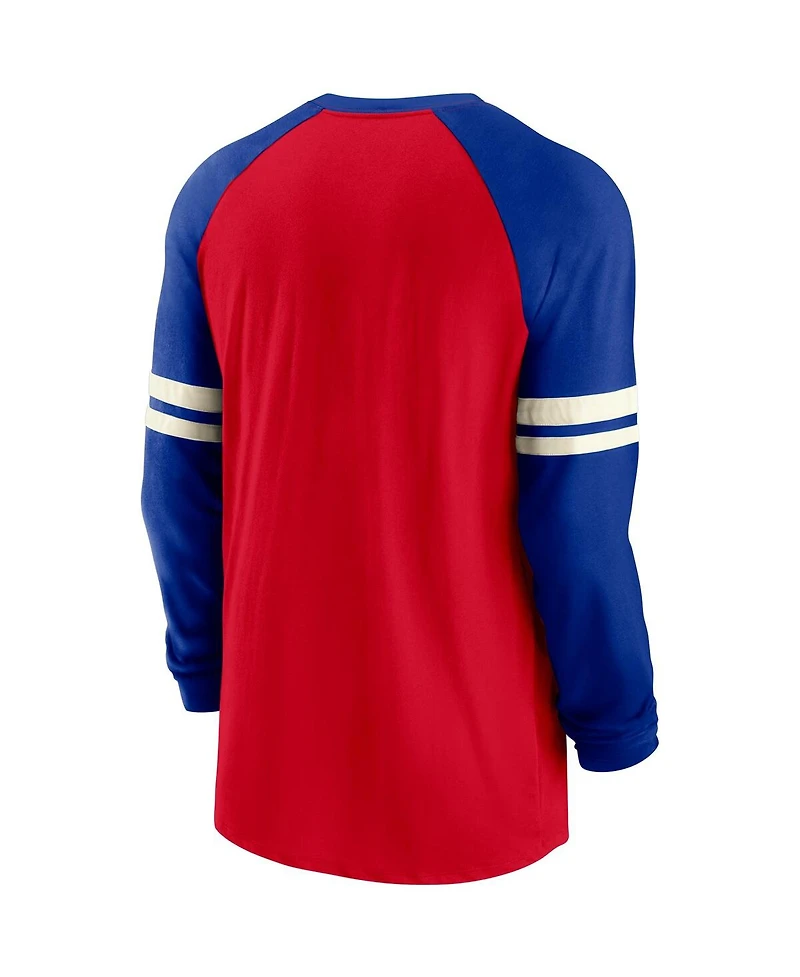 Men's Nike Red, Royal New England Patriots Throwback Raglan Long Sleeve T-shirt