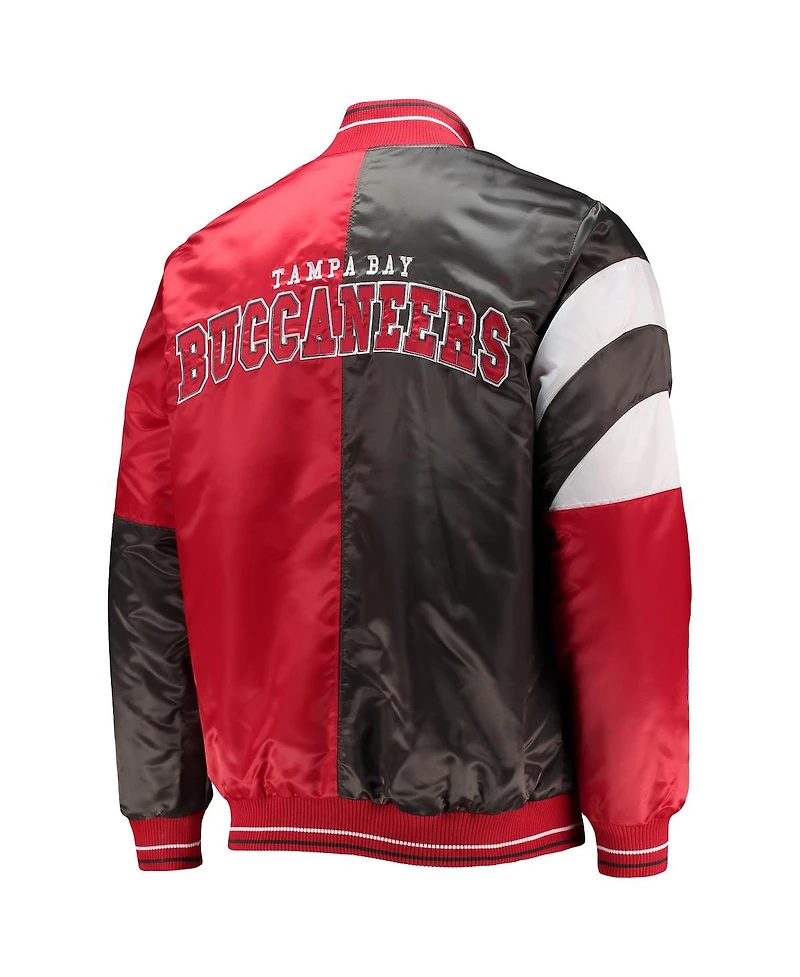 Men's Starter Red, Black Tampa Bay Buccaneers Leader Varsity Satin Full-Snap Jacket