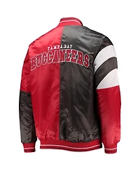 Men's Starter Red, Black Tampa Bay Buccaneers Leader Varsity Satin Full-Snap Jacket