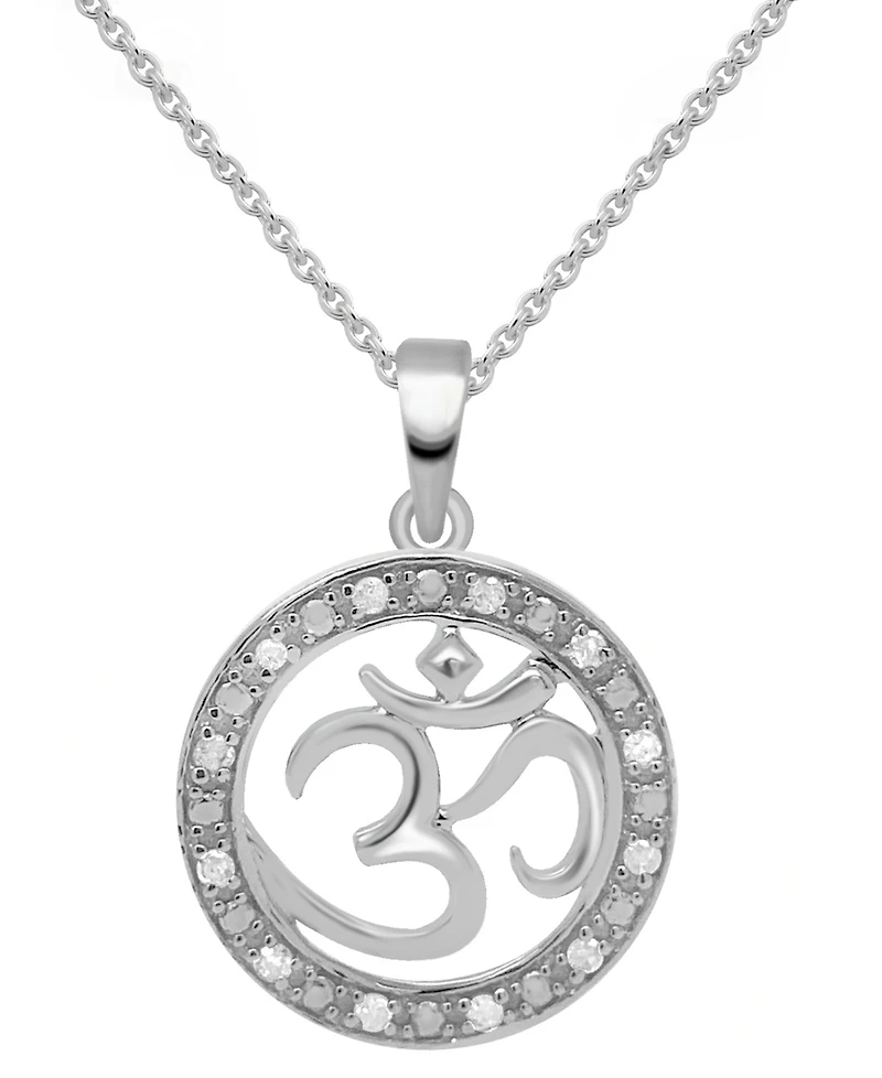 Diamond Om Symbol 18" Pendant Necklace (1/10 ct. t.w.) Sterling Silver or & 14k Gold-Plate