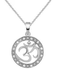 Diamond Om Symbol 18" Pendant Necklace (1/10 ct. t.w.) Sterling Silver or & 14k Gold-Plate
