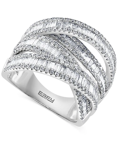 Effy Diamond Baguette Crossover Statement Ring (1-5/8 ct. t.w.) in 14k White Gold