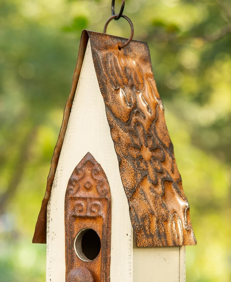 Glitzhome 13.25" Washed Distressed Birdhouse