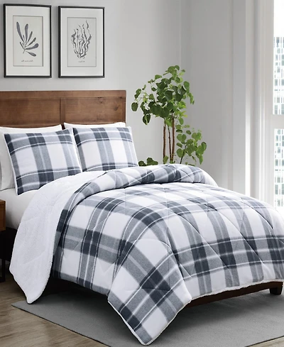 Cannon Cozy Teddy Plaid 2 Piece Comforter Set, Twin Xl