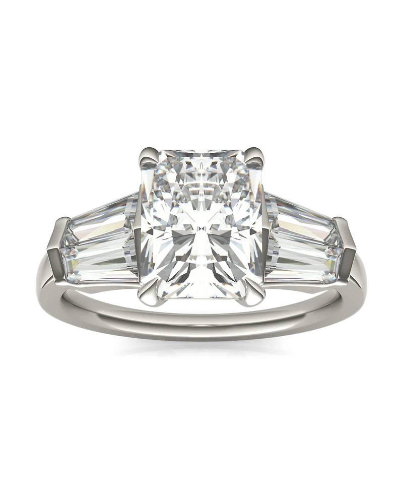 Moissanite Radiant Cut Engagement Ring (3-7/8 Carat Total Weight Diamond Equivalent) 14K White Gold