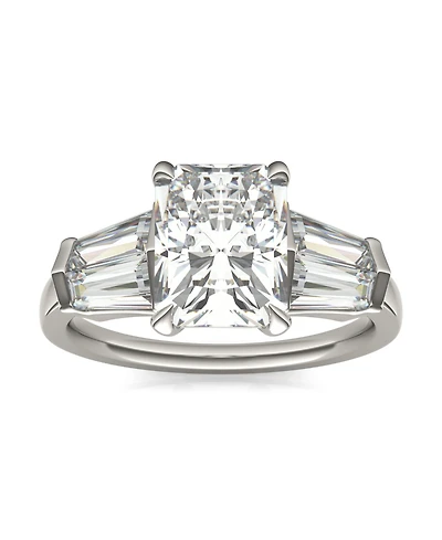 Moissanite Radiant Cut Engagement Ring (3-7/8 Carat Total Weight Diamond Equivalent) 14K White Gold