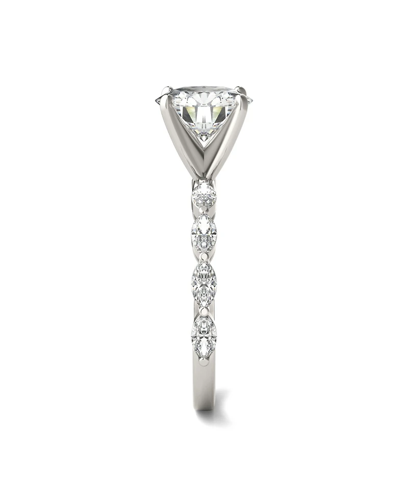 Moissanite Accented Solitaire Engagement Ring (2-1/2 Carat Total Weight Diamond Equivalent) 14K White Gold