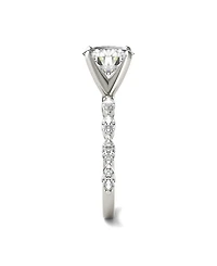 Moissanite Accented Solitaire Engagement Ring (2-1/2 Carat Total Weight Diamond Equivalent) 14K White Gold
