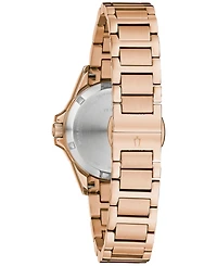 Bulova Women's Marine Star Diamond (1/10 ct. t.w.) Rose Gold-Tone Stainless Steel Bracelet Watch 32mm