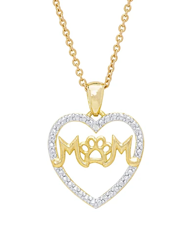 Macy's Women's Diamond Accent 'Mom' Paw Heart Pendant Necklace