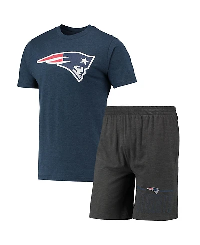 Men's Concepts Sport Charcoal, Navy New England Patriots Meter T-shirt and Shorts Sleep Set