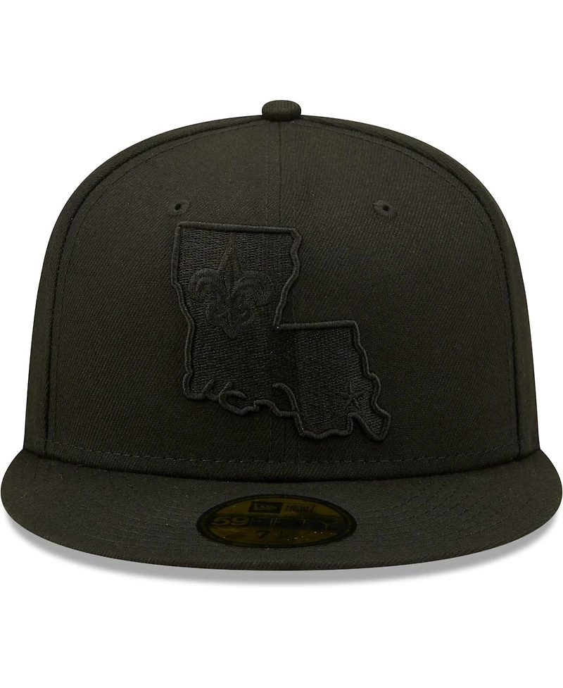 Men's New Era New Orleans Saints Black on Black Alternate Logo 59FIFTY Fitted Hat