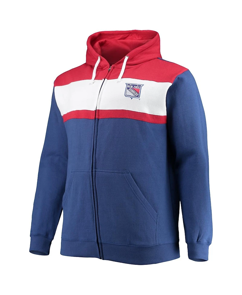 Men's Profile Artemi Panarin Blue New York Rangers Big and Tall Colorblock Full-Zip Hoodie