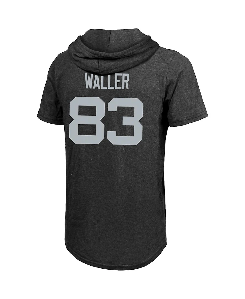 Men's Majestic Threads Darren Waller Black Las Vegas Raiders Player Name and Number Tri-Blend Hoodie T-shirt