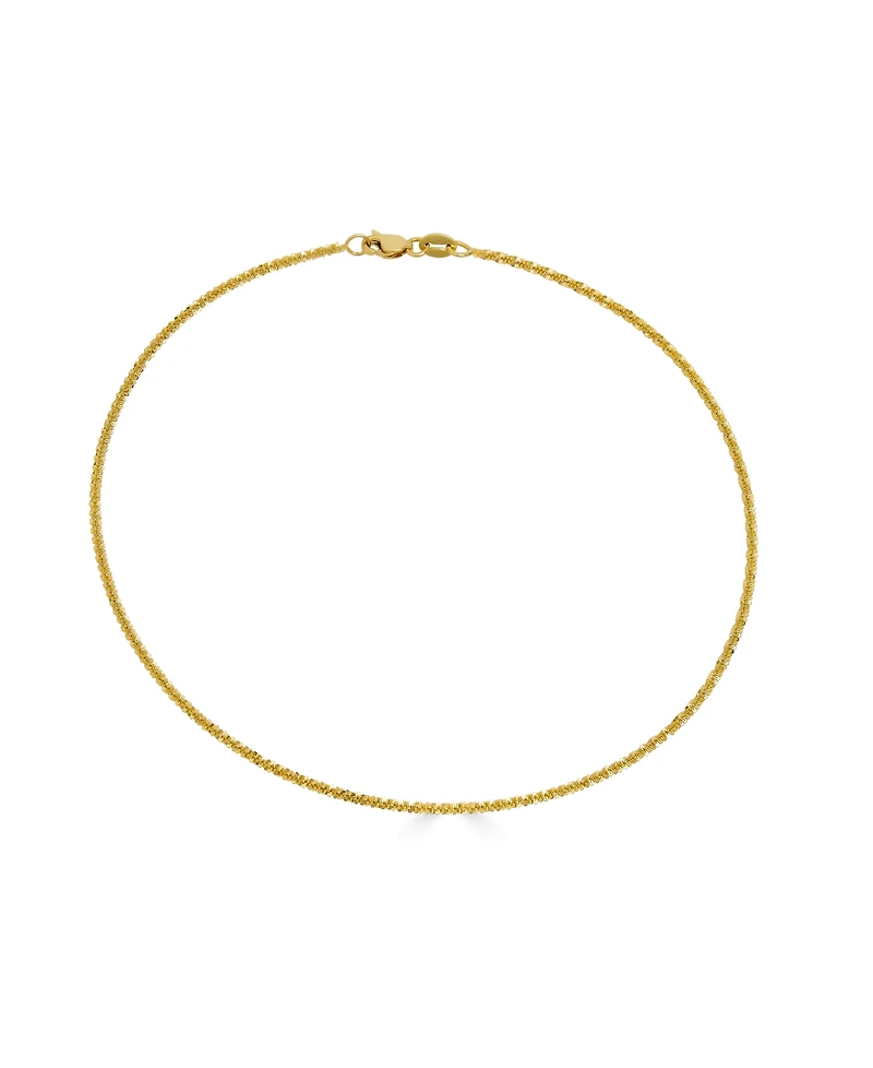 Sparkle Chain Ankle Bracelet, 10" (1-1/2mm) 14k Yellow Gold or White Gold.