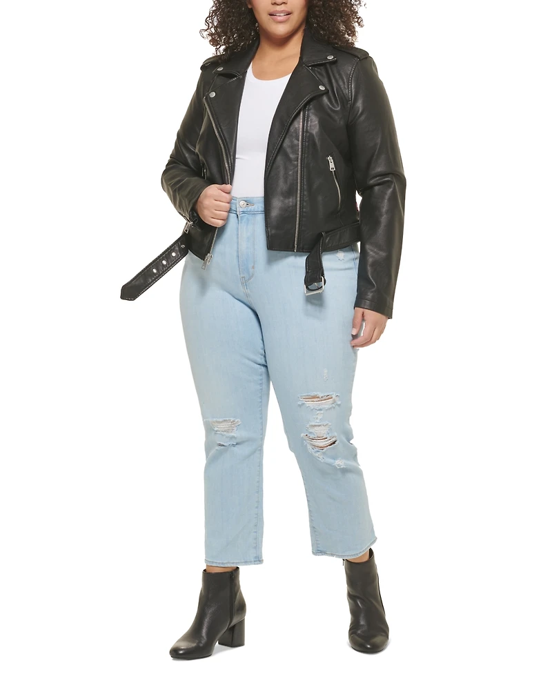 Levi's Plus Faux Leather Belted Motorcycle Jacket