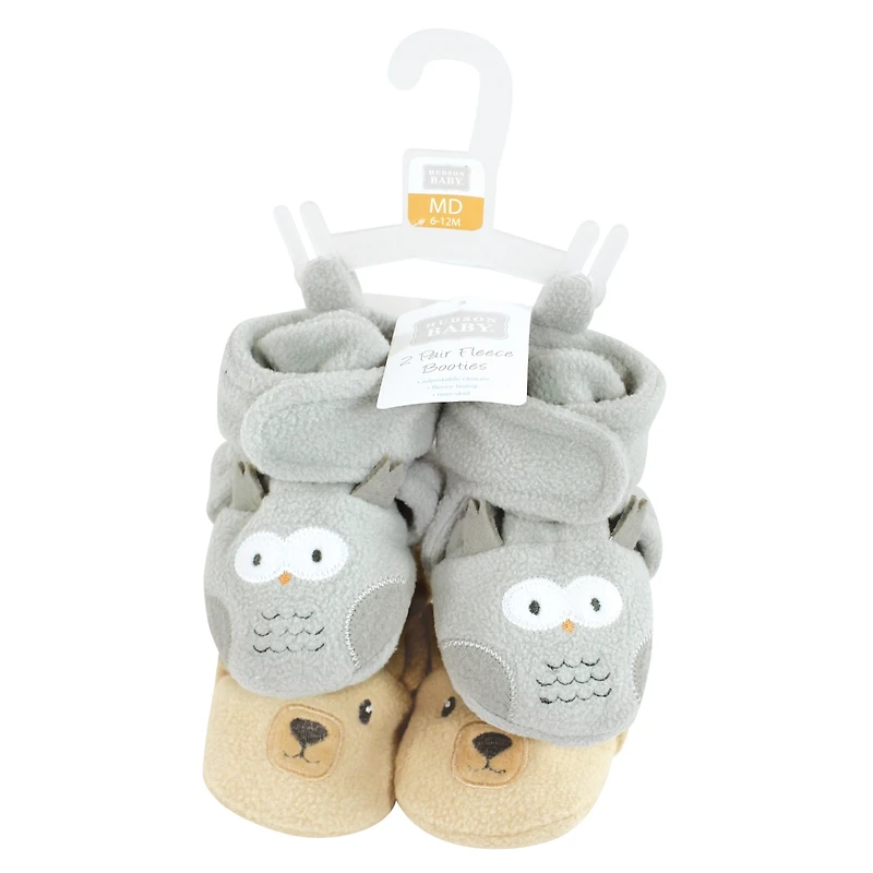 Hudson Baby Boys Unisex Cozy Animal-Inspired Fleece Footwear Duo