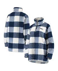 Women's G-iii 4Her by Carl Banks Navy Seattle Seahawks Sherpa Plaid Quarter-Zip Jacket