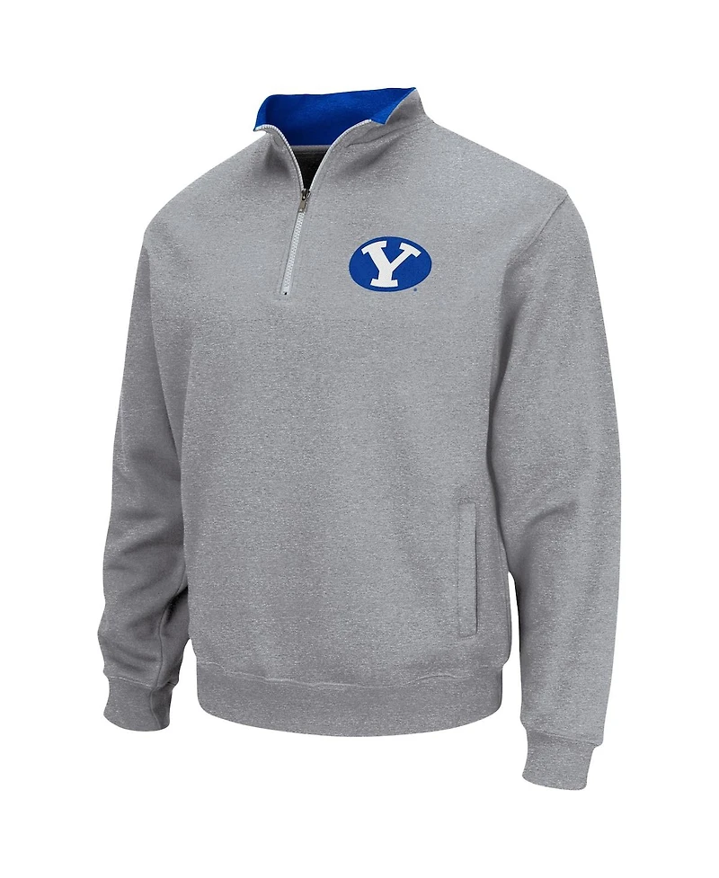 Men's Colosseum Heathered Gray Byu Cougars Tortugas Team Logo Quarter-Zip Jacket