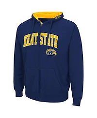 Men's Colosseum Navy Kent State Golden Flashes Arch Logo 3.0 Full-Zip Hoodie